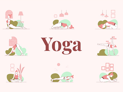 Yoga Poses Illustration app illustration digital art dress making flat art flat illustration healing illustration instagram post minimal poses ui illustration ui kit ui uidesign yoga yoga llustration yoga pose yoga pose illustration