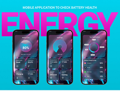 ENERGY battery health app design graphic design midjourney mobile design ui ux ux design