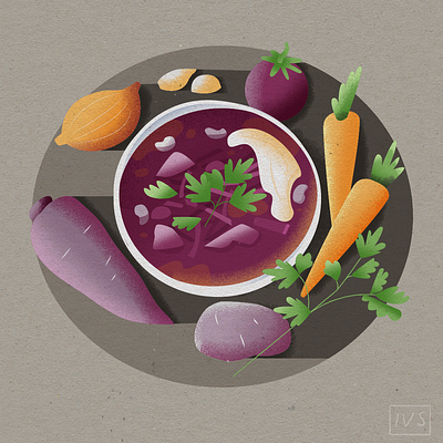Borsht (Borshch), Ukrainian traditional dish beetroot borshch borsht carrot design food illustration illustration onion plate potato tomato ukrainian