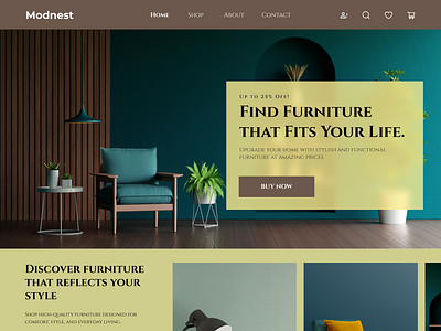 Furniture Website Figma Design brown business website figma furniture green interior landing page ui uiux user interface ux web design website