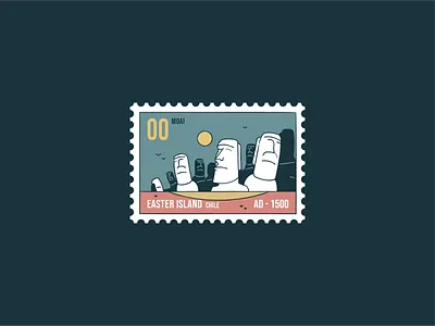 Easter Island Moai architecture branding chile design easter island graphic design heads icon icon set illustration landmark location logo moai place postmark vector