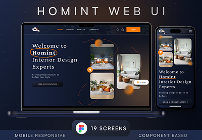 HOMINT - Interior Design Agency Website 3d animation branding figma interior design motion graphics product deign responsive design ui ux web app website website design