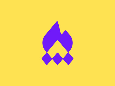 Fire + "A" + arrow + mountain logo concept a arrow bonfire branding connection fire flame icon logo mountain up