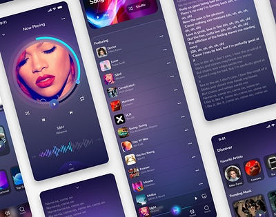 Music Player App app app ui kit artist design figma mobile mobile app mobile app design mobile ui music music app music player player playlist spotify ui ux