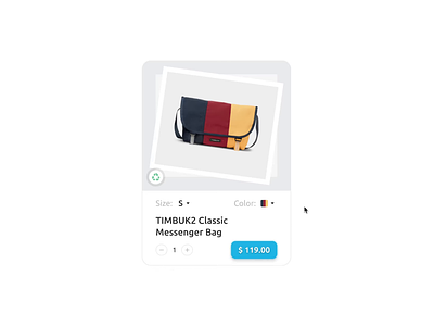 Timbuk2 Product Card UI animation bag card figma interaction interaction design messenger bag micro interaction product timbuk2 ui ui animation ux