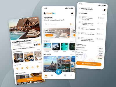 Travel App UI UX Design, Mobile app screen, Hotel Booking uiux app application booking branding design details discount graphic design holiday home screen hotel logo mobile offer screen solution travel ui uiux ux