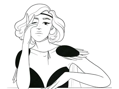 Witch blackandwhite blonde character characterdesign digitalart digitaldrawing drawing fantasy illustration ink minimal procreate sketch witch woman