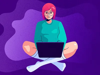 In the zone design designer designing flow graphic design happiness happy illustration in the zone laptop meditating meditation vector vector illustration woman woman working work working zone