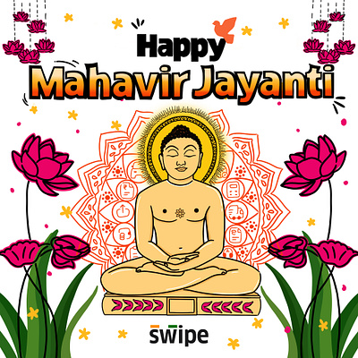 Mahavir Jayanti branding illustration swipe