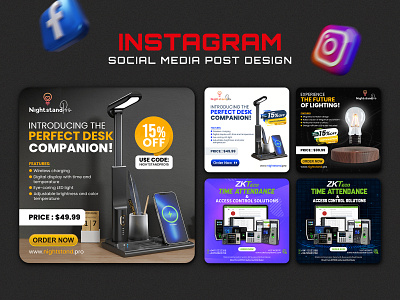Instagram Social Media Design ads banner design electronics facebook graphic design instagram media post product social media product banner social social media post table light tech tech device