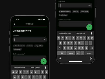 CoinWell Wallet - Password animation app clean create account cryptocurrency dark mode ethereum figma ios mobile nft password security ui ux wallet