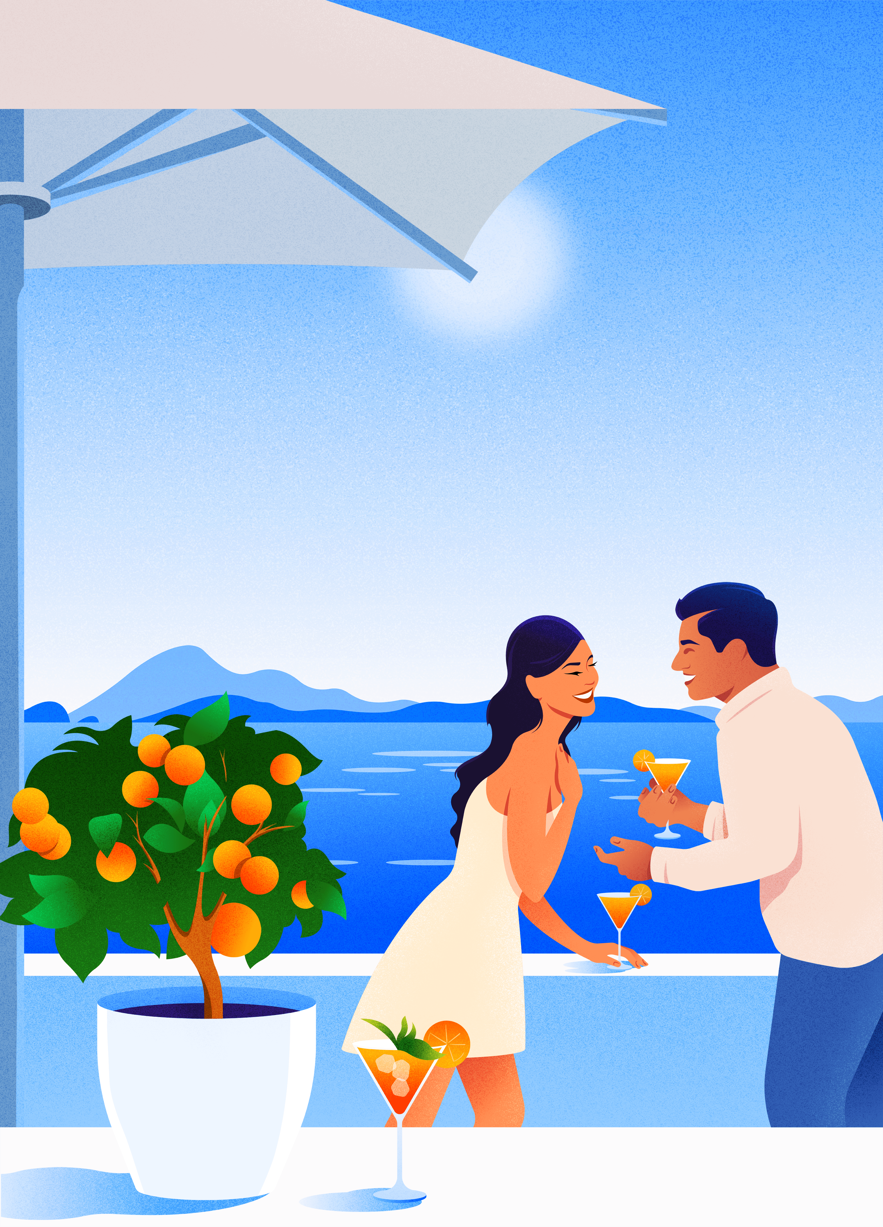 Santorini character colors greece illustration santorini sea seaside vacation vector