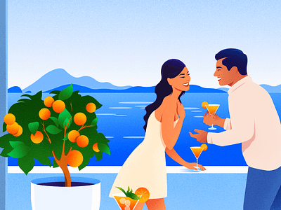 Santorini character colors greece illustration santorini sea seaside vacation vector