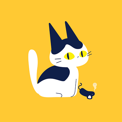 mr. yellow brought you a gift 2d 2d art animal cat character character design doodle graphic design illustraror illustration vector