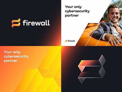 Firewall Unused Logo Concept blockchain branding cybersecurity fintech firewall gradient icon identity lettering logo security tech