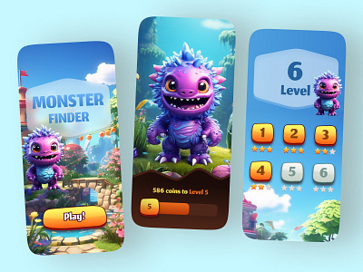 Enter the Realm: Monster Game App UI Design adventure characterdesign designinnovation digitalart dribbledesign fantasy gamedesign gameinterface gaming mobileapp mobilegaming monstergame uidesign uiux userexperience