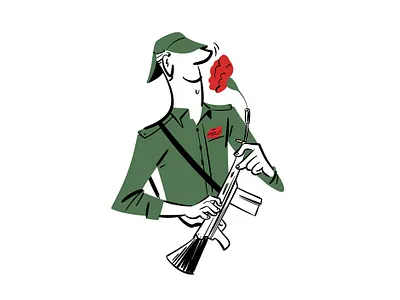 Smells like freedom! 70s army artwork character digital art doodle flower illustration piece portugal revolution soldier weapon