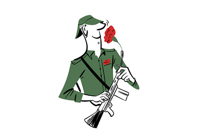 Smells like freedom! 70s army artwork character digital art doodle flower illustration piece portugal revolution soldier weapon
