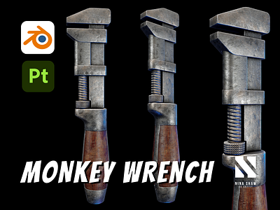 Monkey Wrench 3d industrial pliers tool wrench
