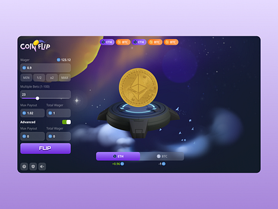 JustBet - Coinflip Casino Game 3d bitcoin blockchain casino casino game coin coinflip crypto crypto casino eth gambling game gaming igaming illustration online casino