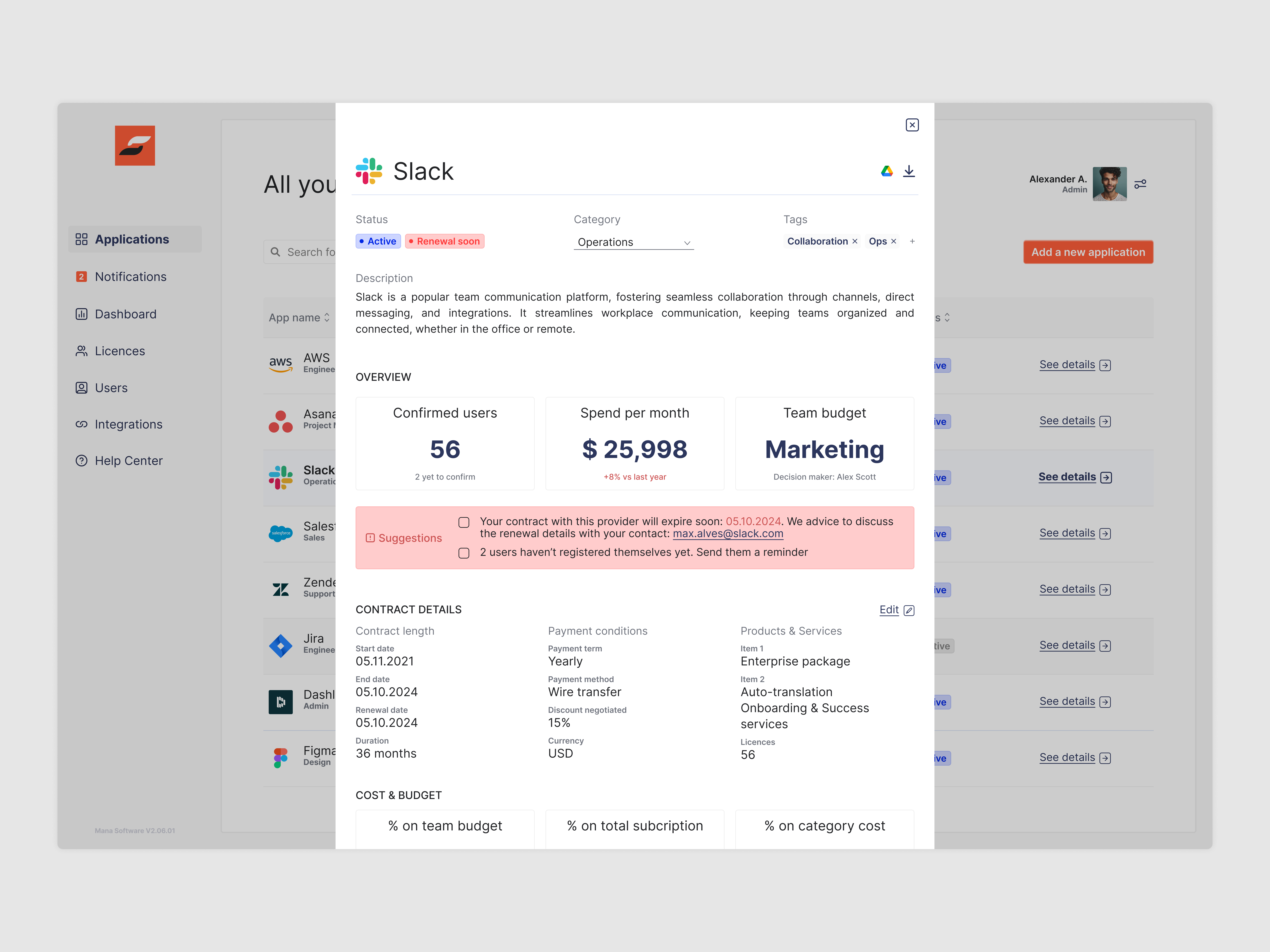 Check Subscription details app design desktop app panel product design saas saas design software ui ux design webapp
