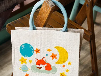 Fox sleep bag branding fox graphic design logo moon seetdream stars sweet dreams