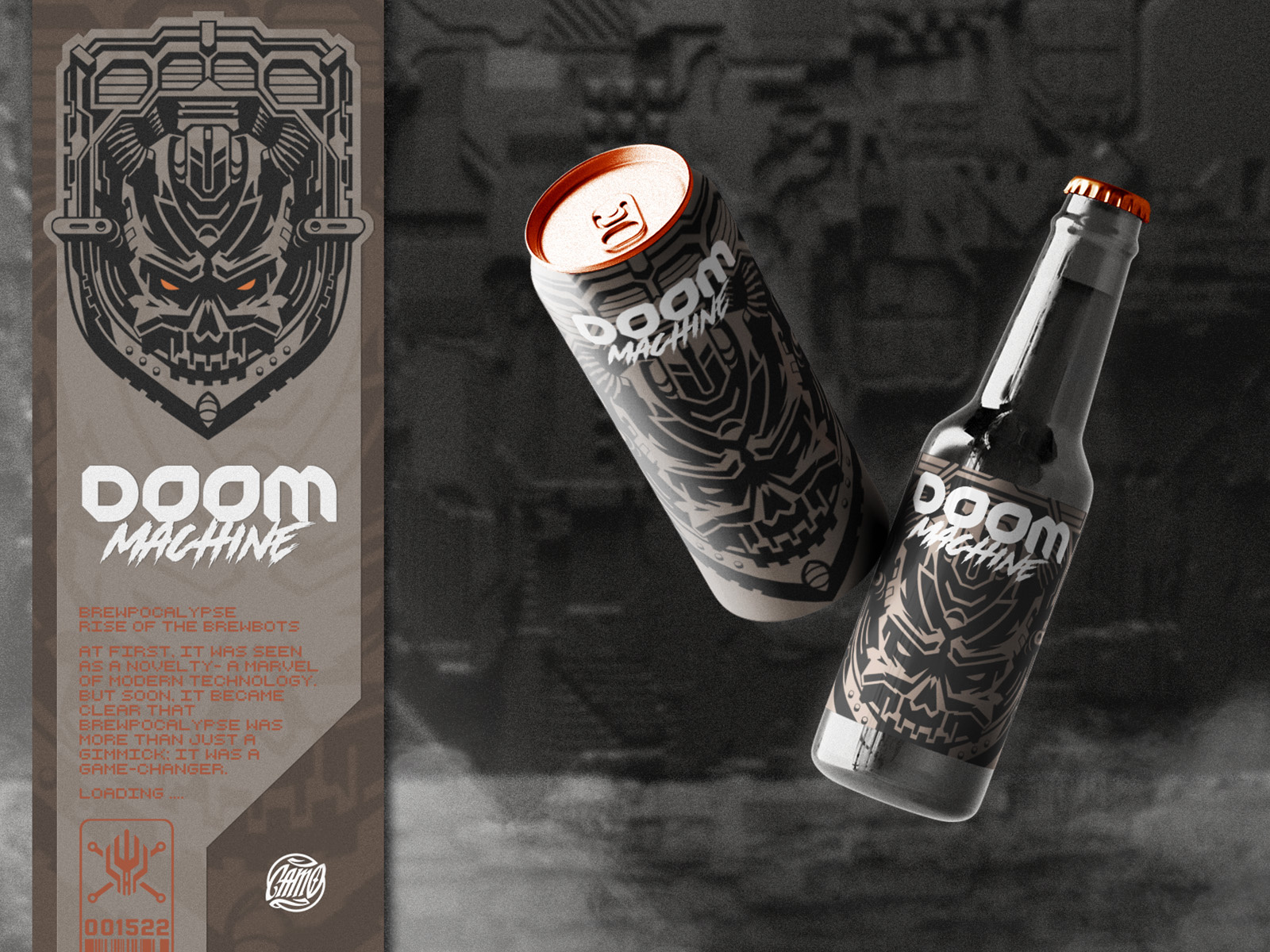 Doom Machine - Brewpocalypse beer beverage bottle brew brewing digital drink future futuristic label machine retro robot scifi