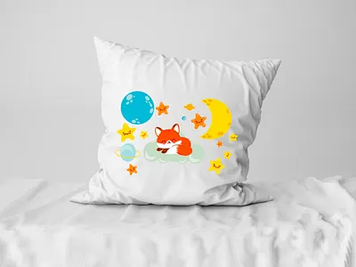 Pillow Fox sleep animal branding fox graphic design logo moon night sleep stars sweetdream