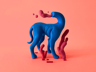 Headless dog 3d clay dog illustration paolozaami plasticine plastilina plazma plazmaclay sculpture surrealism
