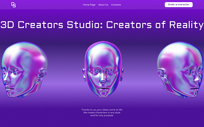 Landing Page for 3D Creators Studio design landing page figma landing landing page ui uiux uiux design uiux designer web design web designer web site дизайн дизайнер дизайнер сайтов