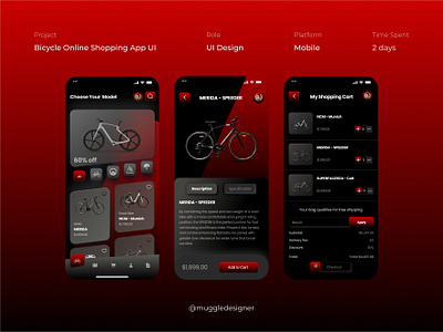 Bicycle Online Shopping App UI 3d animation branding design graphic design illustration logo motion graphics ui vector