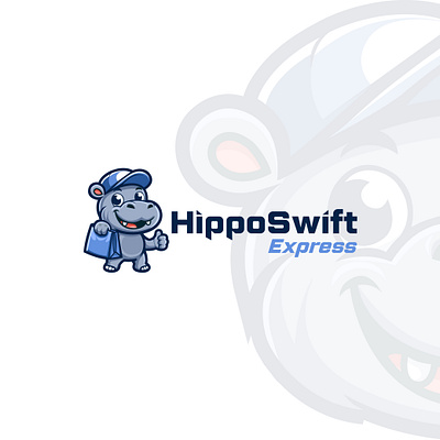 HippoSwift Express Logo art branding cartoon character graphic design illustration illustrator logo logo design mascot mascot logo vector