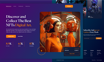 NFT Landing Page Design app design app designe branding dashboard designe design figma desin illustration interactive designe nft design product designe ui ui design ux design web designe