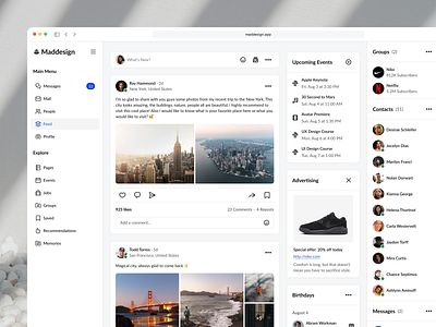 Feed - Maddesign Figma UI KIT app communication design system employees facebook feed figma instagram kit linkedin news people social ui ux web website