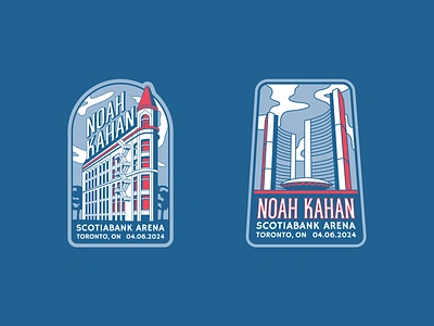 Noah Kahan Toronto Patches badge canada custom type illustration landscape lockup maple leafs merch music noah kahan outdoors patch postcard raptors stamp sticker toronto traditional travel type design