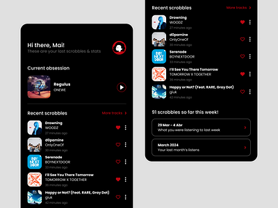 Music Tracking App app app design mobile design music product design scrobbles ui ux