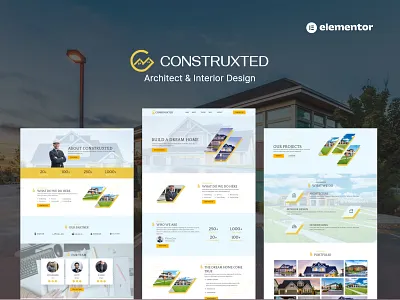 Construxted Architect & Interior Design Elementor Template Kits arch architect architecture building construction elementor template template kits ui web design web template webdesign webdesigner websitedesign wordpress yellow