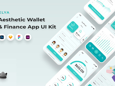 Elya - Wallet & Finance App UI Kit bitcoin budget contacts dashboard invest ios kit management mobile money pos scan send money transactions ui ux