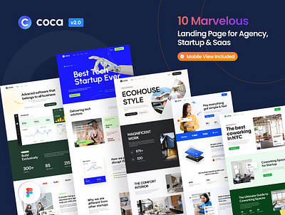 Coca - Landing Page Kit V2 chat app coca landing page kit v2 company profile corporate coworking space fintech furniture insurance company landing page property agent seo agency software agency startup ui ui ux ux web website