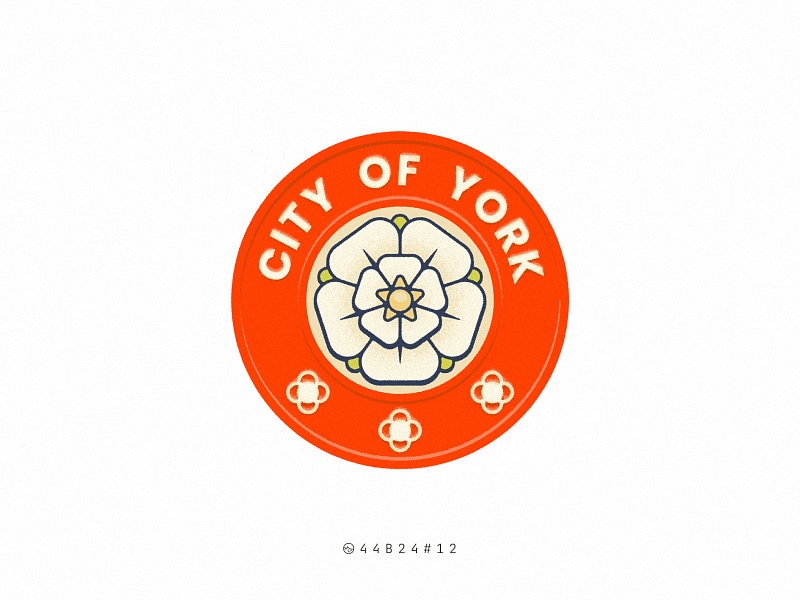 44B24#12 badge circle city england flower grain illustration noise retro rose sticker travel uk vintage wall white york