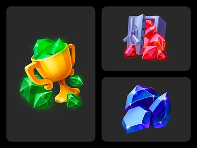 JustBet - Crystal Sets & Game Icons casino casino icons crypto crystal crystalls cup currency game game icons gaming gaming icons gems icons illustration pack safe stones trophy vault