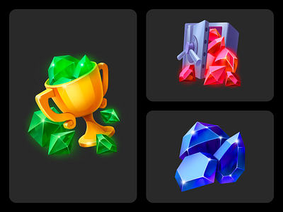 JustBet - Crystal Sets & Game Icons casino casino icons crypto crystal crystalls cup currency game game icons gaming gaming icons gems icons illustration pack safe stones trophy vault