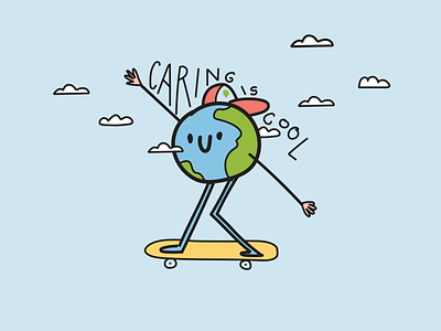 Caring is cool 😎 caring character childish climate change cool earth illustration planet