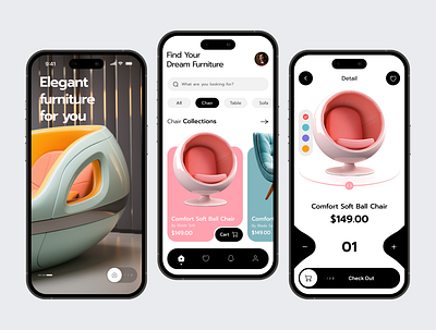 Furniture App Design - ecommerce app app design e commerce app ecommerce ecommerce shop furniture furniture app furniture shop furniture store ios mobile app mobile app design mobile ui online shop shop