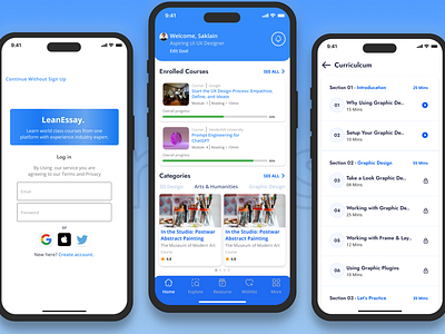 "LearnEssay" is an online educational platform. app appdesign appui course education educationalapp learnessay learningapp ui uidesign uiux design ux