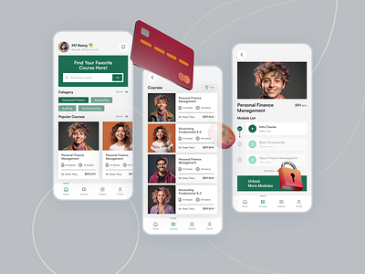 Fintech/Accounting Course Platform / eLearning / LMS accounting app mockup course course app elearning elearning app fintech fintech app lms mobile app design mockup