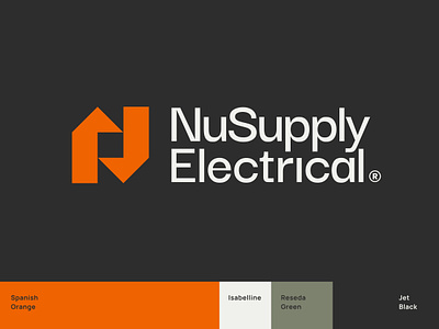 NSE arrow brand branding colors electric electrical focus house lettermark logo loop monogram orange power supply