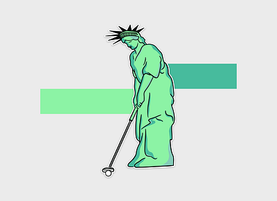 Statue of Liberty Golfer branding decal design draw drawing etsy golf golf cart golfer illustration illustrator logo logo design procreate putting shop statue of liberty sticker sticker design web design