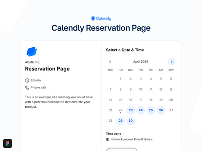 Figma Ressource - Calendly Reservation Page booking calendar calendly embed event figma community figma ressource reservation ressource schedule widget