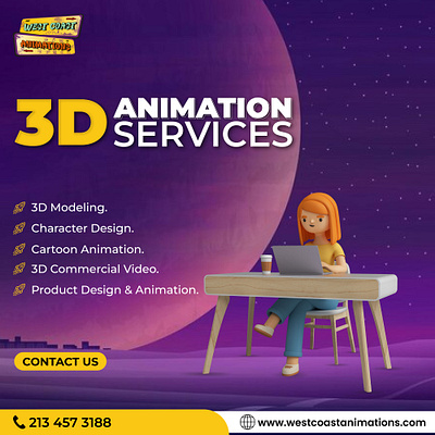 Explore 3D Animation Services with Westcoast! 3d animation services 3d modeling branding character design design graphic design icon identity illustration logo ui ux vector